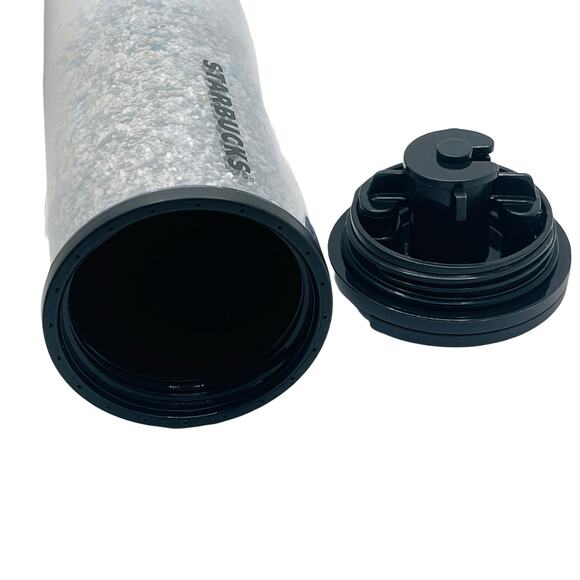 Starbucks White Glitter Tumbler - Holiday 2019 - Silver Sparkles Twist Top 16 oz - Picture 10 of 11